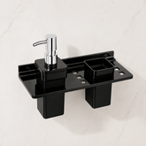 Black Acrylic Liquid Soap Dispenser with Brush Holder