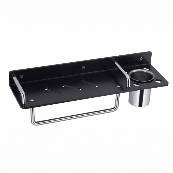Elevate Your Bathroom with This Premium 3-in-1 Black Tempered Glass Shelf