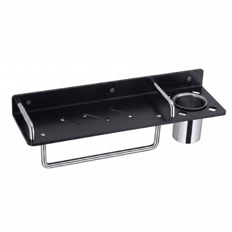 Elevate Your Bathroom with This Premium 3-in-1 Black Tempered Glass Shelf