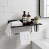 Elevate Your Bathroom with This Premium 3-in-1 Black Tempered Glass Shelf