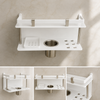 White Acrylic 4-in-1 Bathroom Shelf (Toothbrush, Tumbler, Soap)